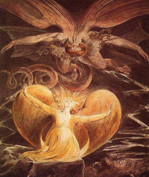 William Blake Der grobe Rote Drache und die mit der Sonne bekleidete Frau oil painting image
